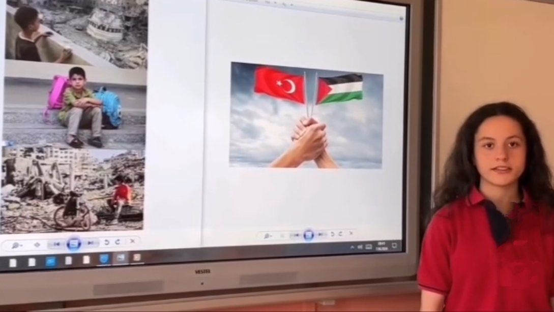 15 Temmuz Şehitleri Mesleki ve Teknik Anadolu lisesi öğrencilerinden Filistin'e destek video çalışması 
